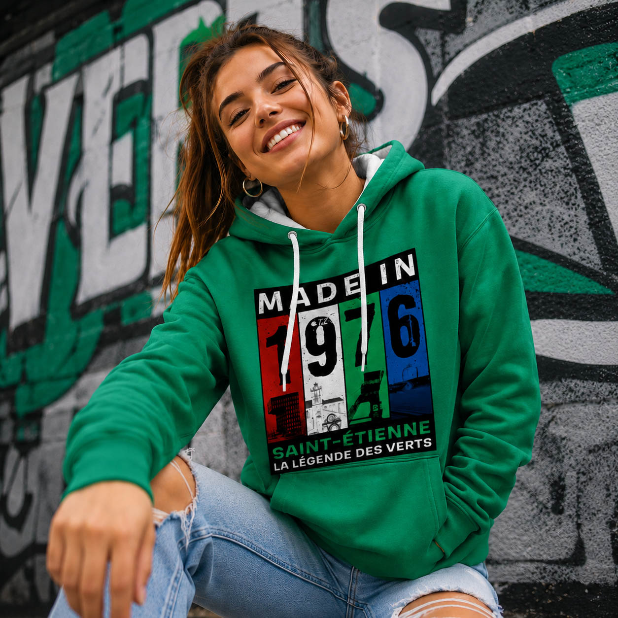 SWEAT CAPUCHE MADE IN SAINT ETIENNE / 1976 LLDV