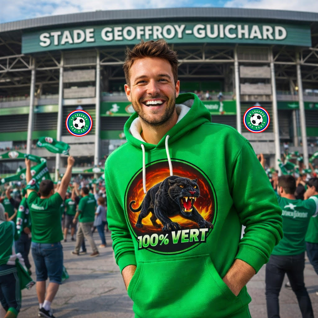 Sweat capuche Vert 100% Vert / panthère